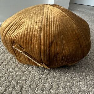 Vintage D. Charles Gold Velvet hat with crystal arrow pen